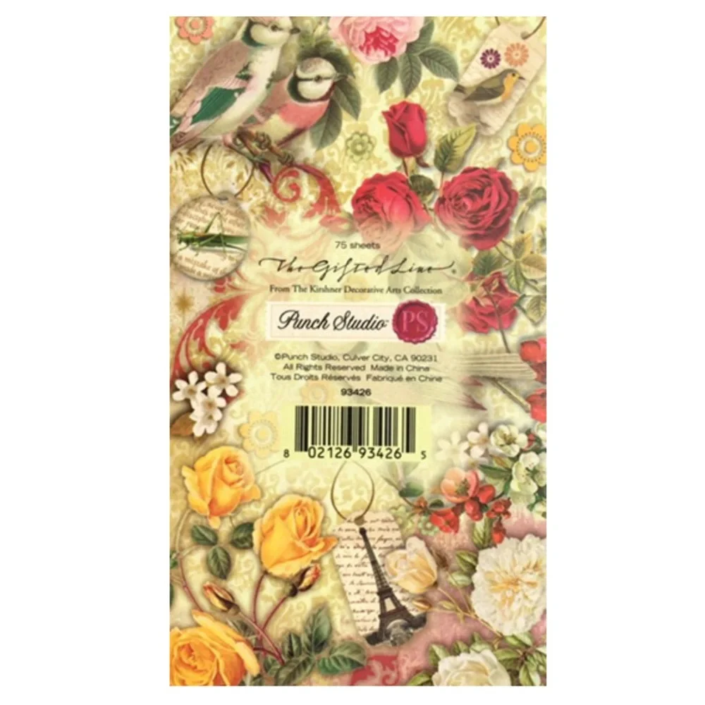Punch Studio Long Notepad: Rose and Bird Botanical (93426)